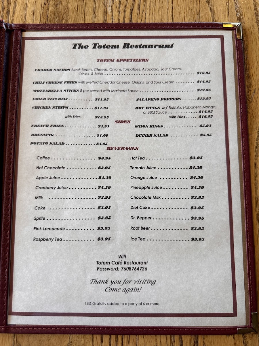 Totem Cafe - GREAT LUNCH PLACE Menu - Image 2